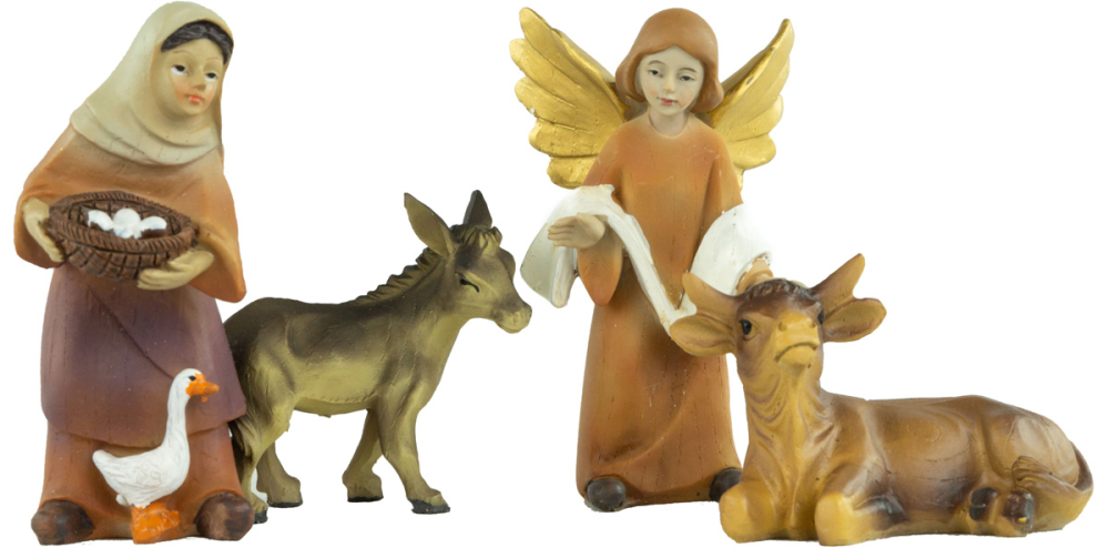 Festliche Weihnachtskrippe Aicha inkl. 15 tlg. Figurensatz ETA 2 - Maße Krippe ca. 69 x 29 x 34 cm